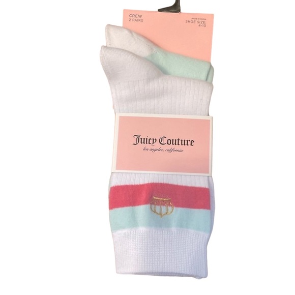 NWT. Juicy Couture Crew Socks Two Pair - Picture 1 of 4
